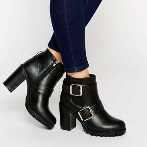 Strap Heeled Ankle Boots
